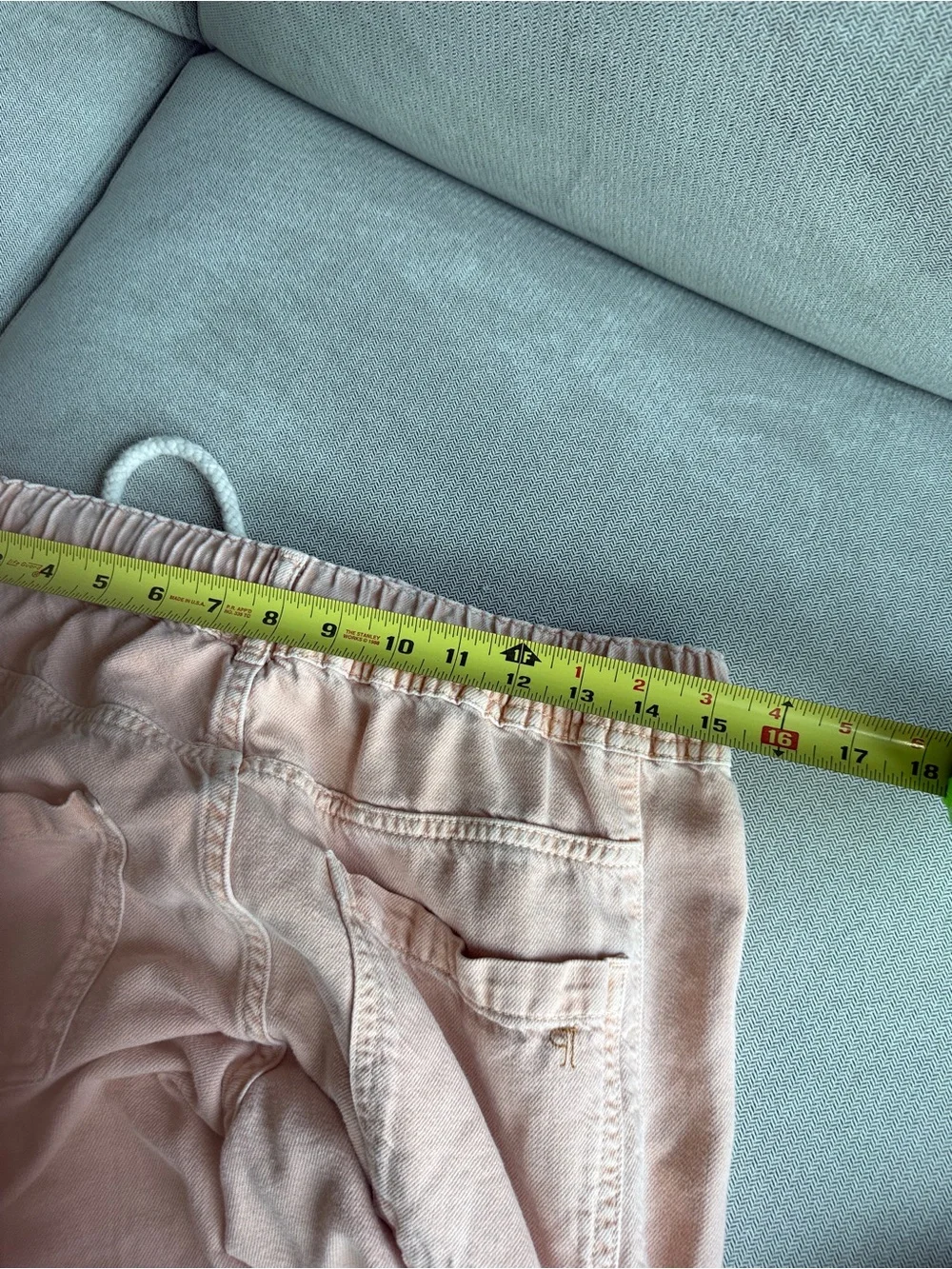 Pilcro Adi Pull On Wide Leg Mid Rise Drawstring Pants in Peach Medium
